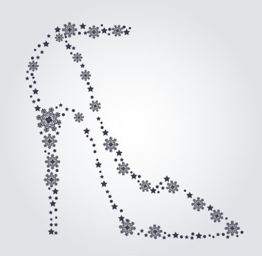 Cute retro fashion illustration of a high-heeled shoe with curlicues clipart