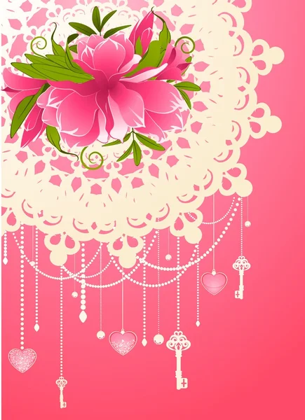 Blumen mit Spitzenornamenten auf dem Hintergrund. — Stockfoto
