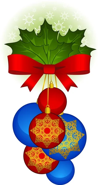 Palline di Natale con fiocco decorazione Felice anno nuovo bauble — Foto Stock