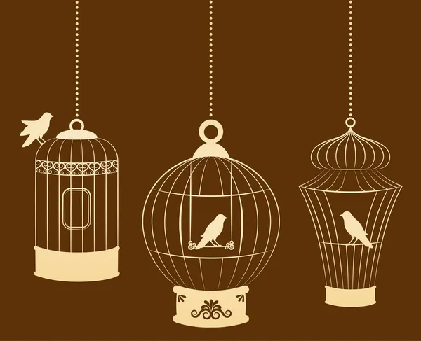 Vintage ornamental birdcages and birds — Stock Photo, Image