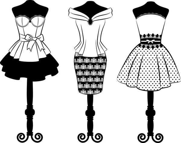Vintage-Kleid mit Spitzenornamenten. eingestellt — Stockfoto