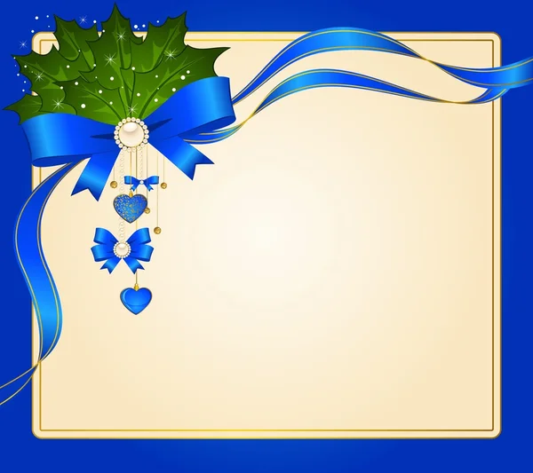 蝴蝶结装饰快乐，新年摆设圣诞球 — 图库矢量图片