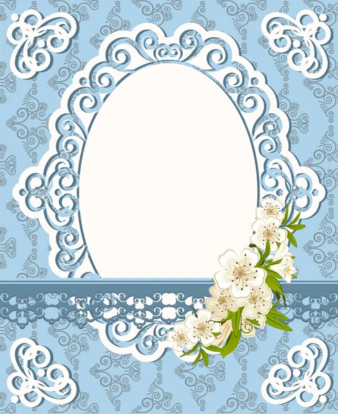 Vintage background with lace ornaments and flowers — Stock Vector