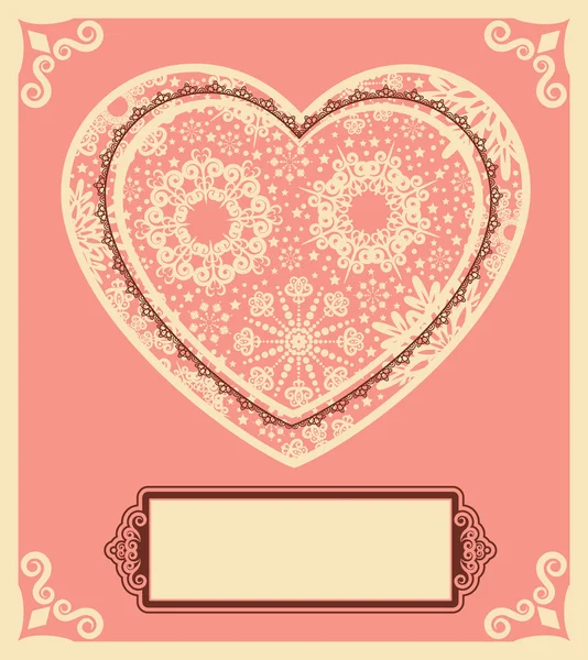 Fond vintage avec des ornements en dentelle pour la Saint-Valentin — Image vectorielle