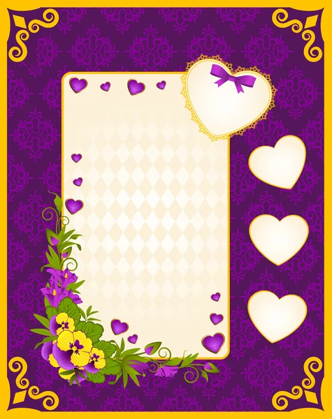 Vintage background with hearts and flowers — Stock Vector