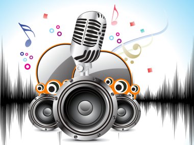 Abstract musical background with mic & sound clipart