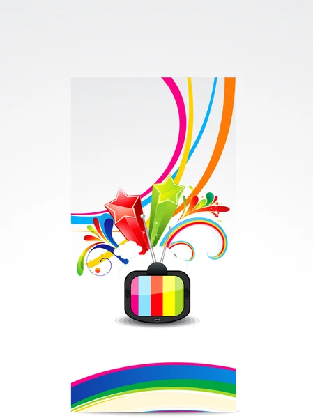 Abstract colorful wave with television — Stock Vector