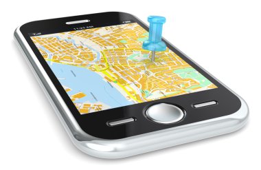 Navigation via Smart phone. clipart