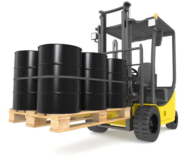 Forklift with Oil Drums. — Stock Photo, Image
