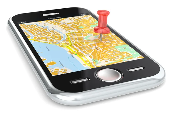 Navigering via smart telefon. — Stockfoto