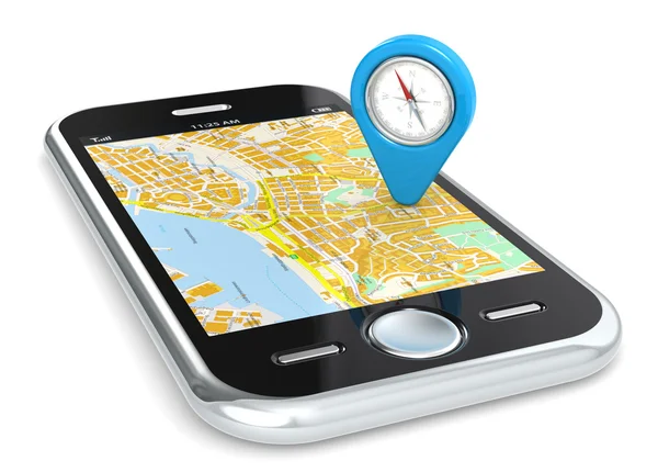 stock image Smartphone GPS, Pointer.