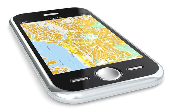 Smartphone und GPS-Karte. — Stockfoto