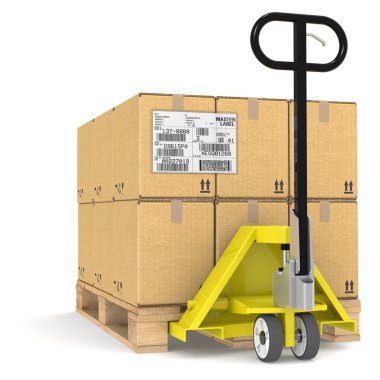Pallet Truck with Shipping Label, EDI.