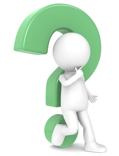 3d human character with a Green question mark — Stock Photo, Image