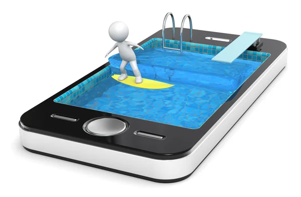 Surfa med din smartphone. — Stockfoto