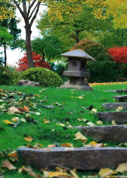 En lykta i en japansk trädgård — Stockfoto