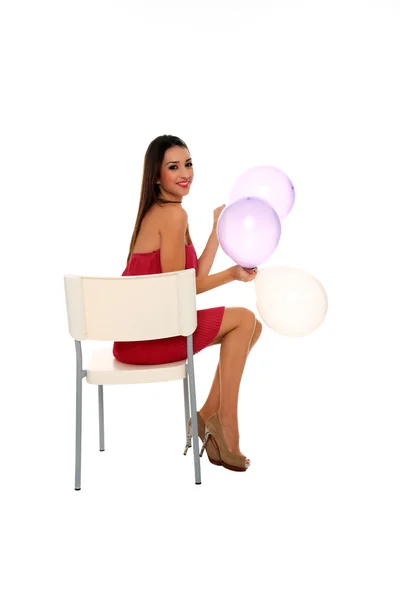 Young beautiful girl with balloons — Stock Photo, Image