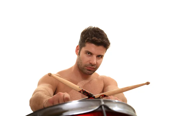 Jonge mannelijke drummer — Stockfoto