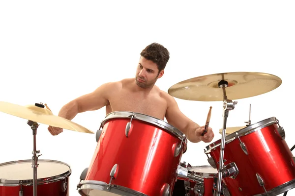 Jovem baterista masculino — Fotografia de Stock