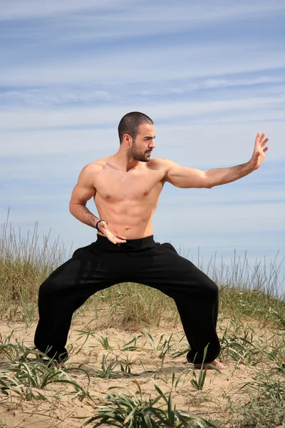 Joven macho luchador ejercicio al aire libre —  Fotos de Stock