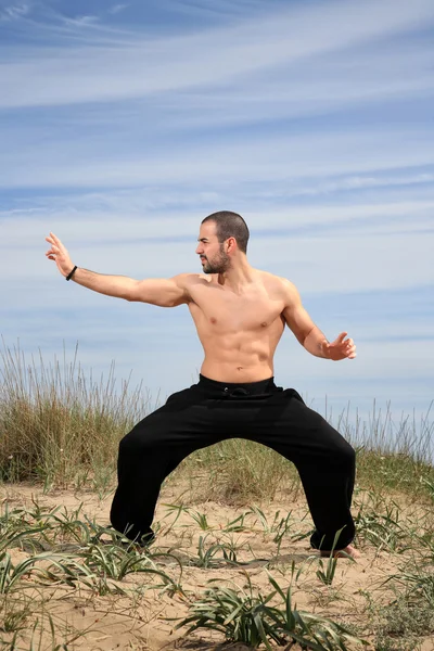 Joven macho luchador ejercicio al aire libre — Foto de Stock