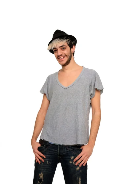 Stijlvolle jongeman dragen hoed — Stockfoto
