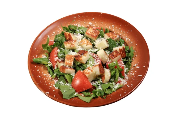 Salada verde com queijo haloumi — Fotografia de Stock