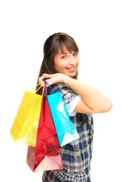 Chica joven con bolsas de compras —  Fotos de Stock