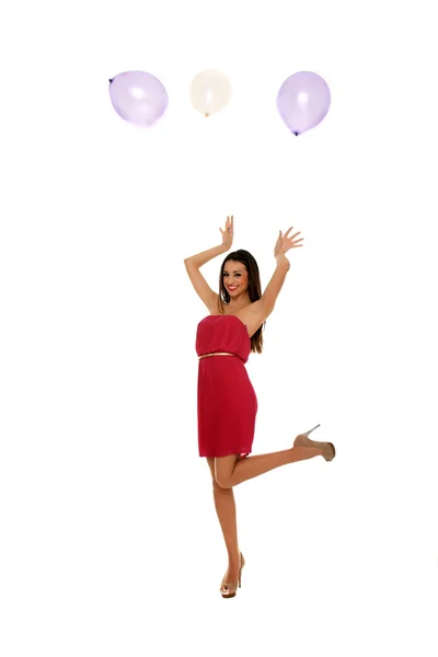 Sexy young girl with balloons — Stock Photo, Image