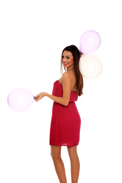 Sexy mladá dívka s balónky — Stock fotografie