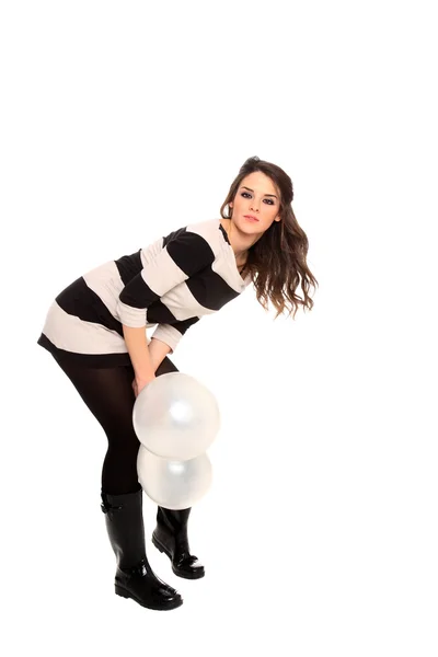 Piękna, młoda dziewczyna z balonów — Zdjęcie stockowe