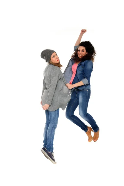Two girls in the air — Stock Photo, Image