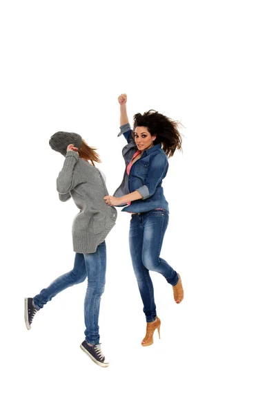 Two girls in the air — Stock Photo, Image