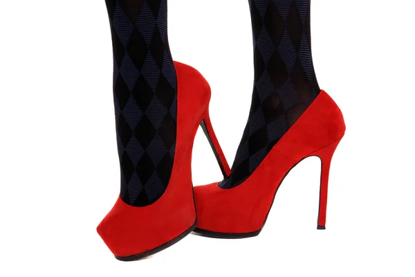 Nohy na červené boty — Stock fotografie