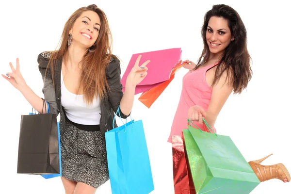 Girls with shopping bags — Stock Photo, Image