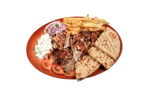 Kebab som serveras på en tallrik — Stockfoto