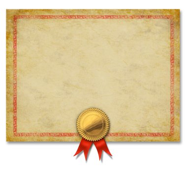 Blank Certificate With Gold Crest Ribbon clipart