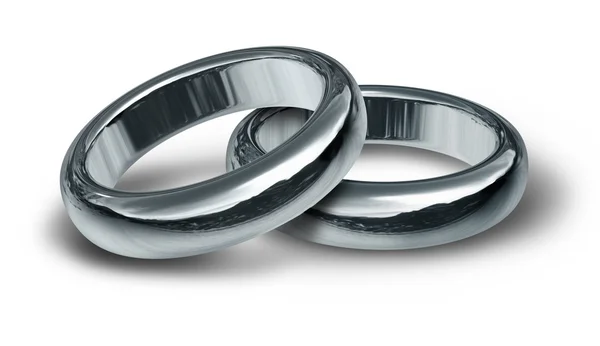 Dois anéis de casamento de prata — Fotografia de Stock