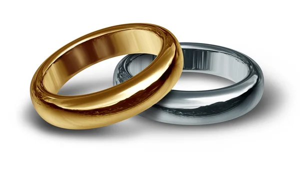 Zwei goldene Hochzeitsbänder — Stockfoto