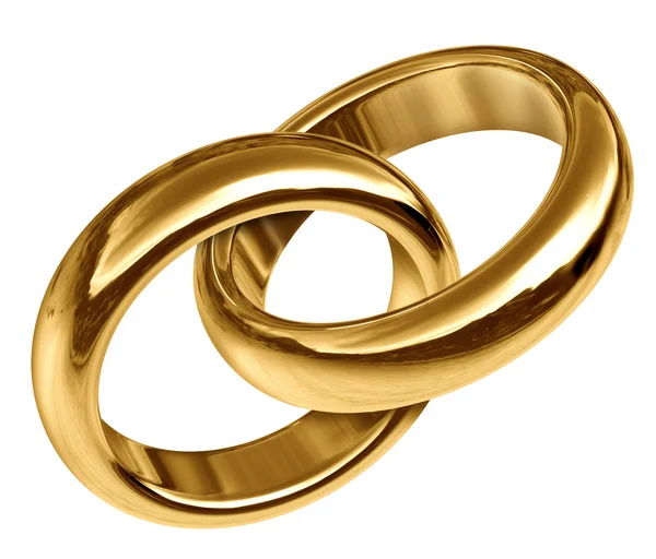 Złote obrączki ślubne, połączonych ze sobą — Zdjęcie stockowe