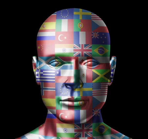 World flags face