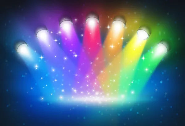 Gökkuşağı renkleri ile sahne ışıkları — Stockfoto
