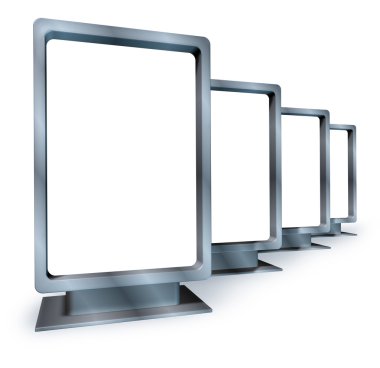 Blank vertical billboards for an advertising and marketing campa clipart