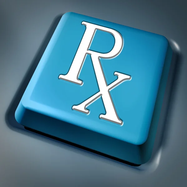Prescrição rx chave de computador azul — Fotografia de Stock