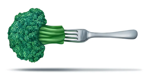 Здоровое питание с броколи на вилке — стоковое фото