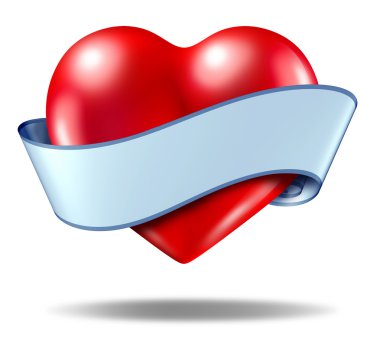 Heart concept and love icon with a blank ribbon scroll clipart