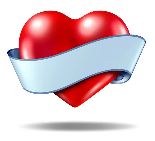 Conceito de coração e ícone de amor com um rolo de fita em branco — Fotografia de Stock