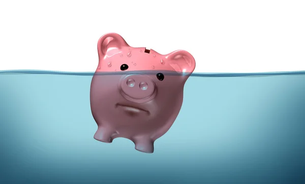 Drowning in debt — Stock Photo, Image