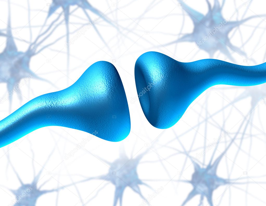 Synapse With Neurons In The Background Stock Photo - Download