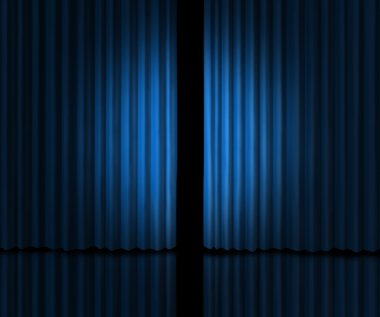 Introducing on a blue curtain stage clipart